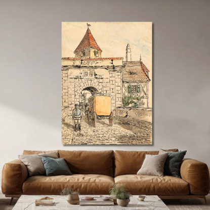 Porta Della Città Con Carrozza (Lavoro Scolastico) Egon Schiele esh175 quadro stampato su tela