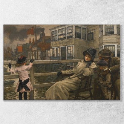 Aspettando Il Traghetto James Tissot jts156 quadro stampato su tela