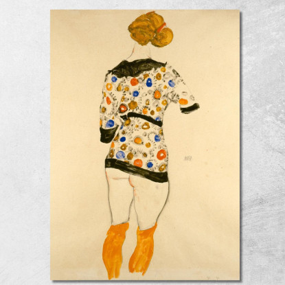 Donna In Piedi Con Camicetta A Motivi Egon Schiele esh179 quadro stampato su tela