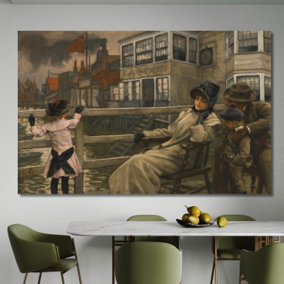Aspettando Il Traghetto James Tissot jts156 quadro stampato su tela