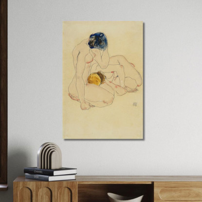 Due Amiche Egon Schiele esh195 quadro stampato su tela