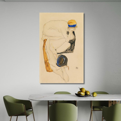 Due Figure Reclinate Egon Schiele esh196 quadro stampato su tela