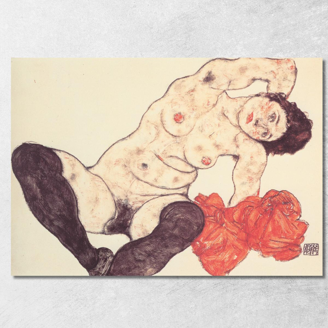 Nudo Femminile Con Asciugamano Giallo Egon Schiele esh203 quadro stampato su tela Nudo Femminile Con Asciugamano Giallo Egon Schiele esh203 quadro stampato su tela