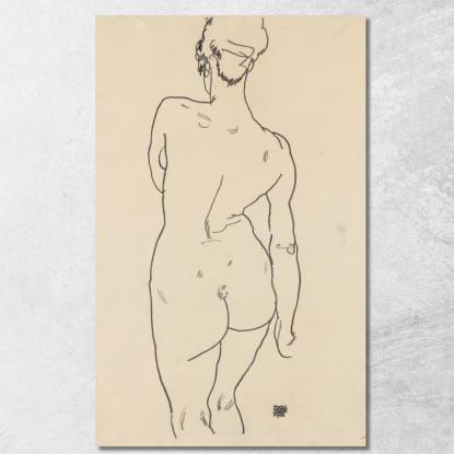 Nudo Femminile Di Schiena Egon Schiele esh204 quadro stampato su tela