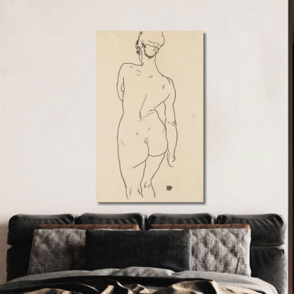 Nudo Femminile Di Schiena Egon Schiele esh204 quadro stampato su tela