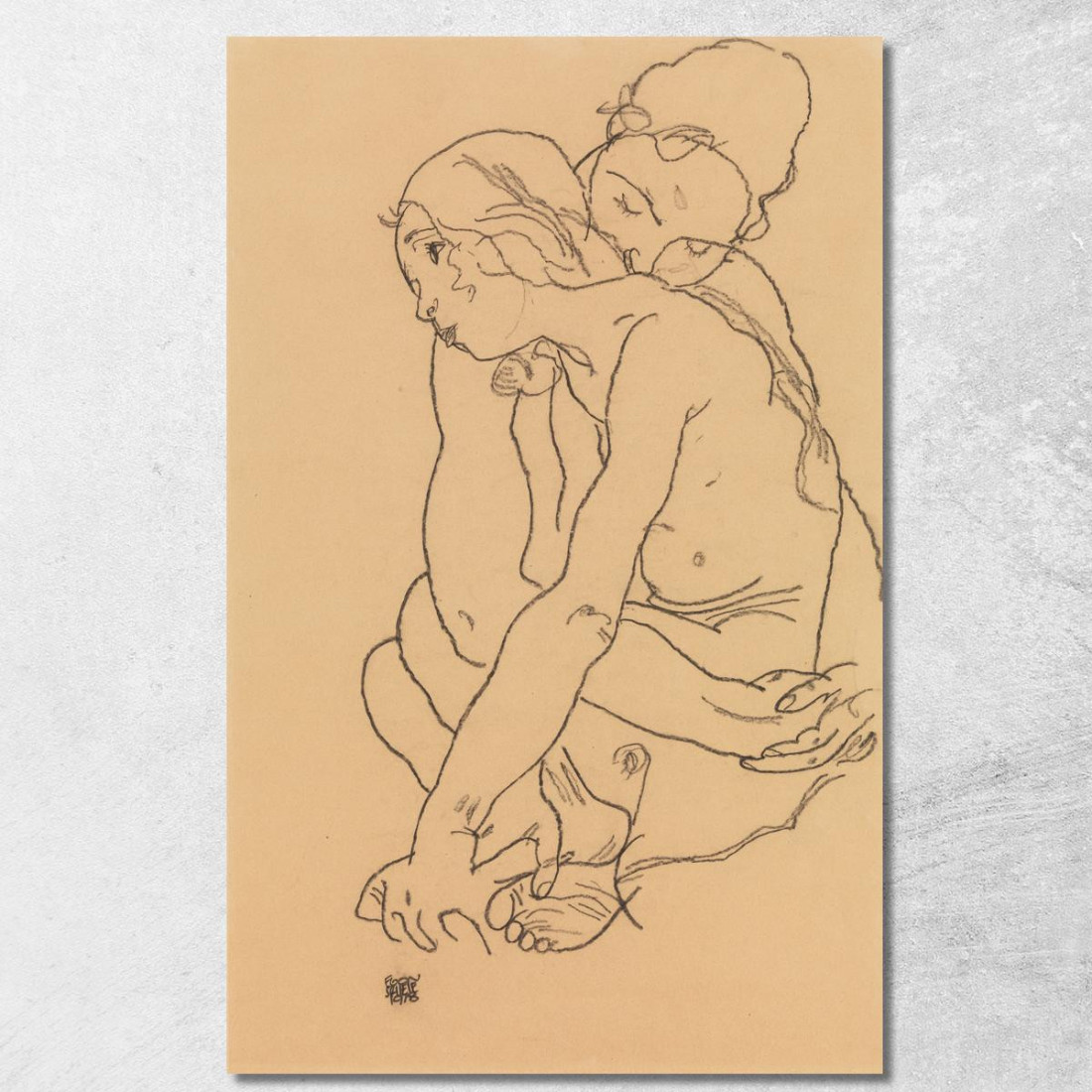 Donna E Ragazza Che Si Abbracciano Egon Schiele esh205 quadro stampato su tela Donna E Ragazza Che Si Abbracciano Egon Schiele esh205 quadro stampato su tela