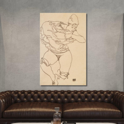 Donna Che Si Spoglia Egon Schiele esh206 quadro stampato su tela