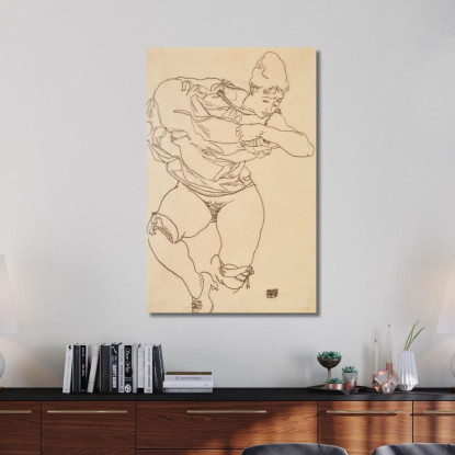 Donna Che Si Spoglia Egon Schiele esh206 quadro stampato su tela