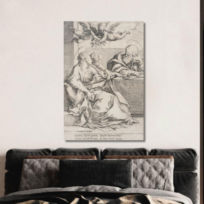 La Sacra Famiglia Con Due Angeli Guido Reni grn41 quadro stampato su tela
