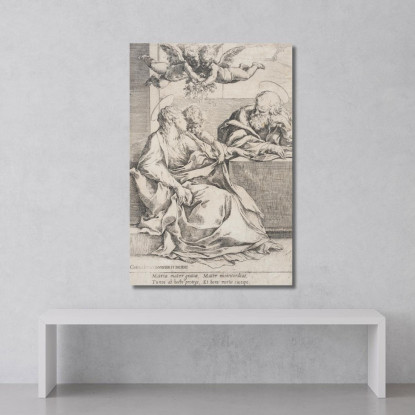 La Sacra Famiglia Con Due Angeli Guido Reni grn41 quadro stampato su tela
