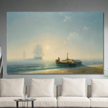 Pescatori All'Alba A Napoli Ivan Konstantinovich Aivazovsky ika6 quadro stampato su tela