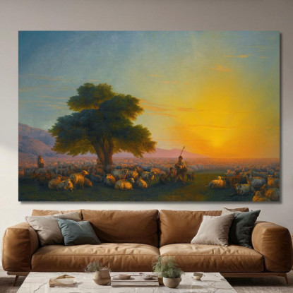Pastori Con Il Loro Gregge Al Tramonto Ivan Konstantinovich Aivazovsky ika26 quadro stampato su tela