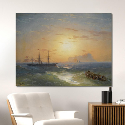 Navi Al Largo Di Ischia Ivan Konstantinovich Aivazovsky ika32 quadro stampato su tela