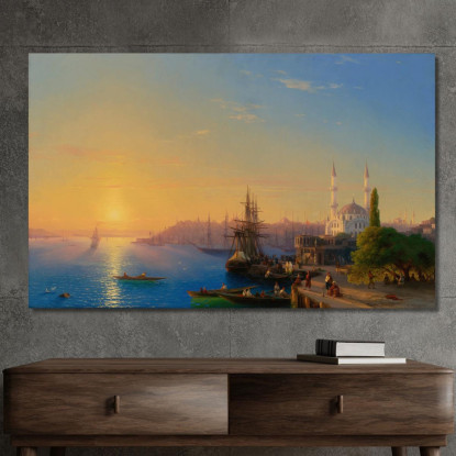 Veduta Di Costantinopoli E Del Bosforo Ivan Konstantinovich Aivazovsky ika52 quadro stampato su tela