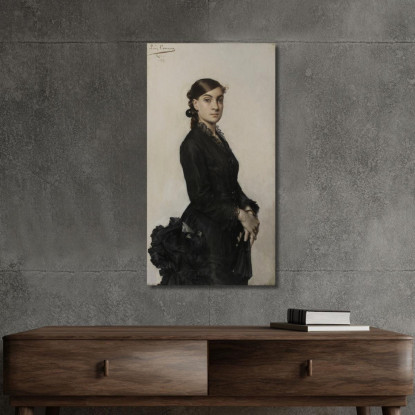 Ritratto Di Jacqueline Comerre-Paton In Abito Nero Léon François Comerre lfc22 quadro stampato su tela