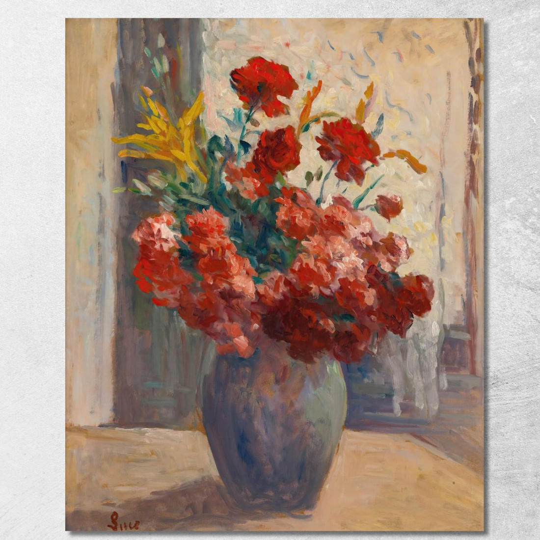 Bouquet Di Fiori In Un Vaso Maximilien Luce mlc12 quadro stampato su tela Bouquet Di Fiori In Un Vaso Maximilien Luce mlc12 quadro stampato su tela