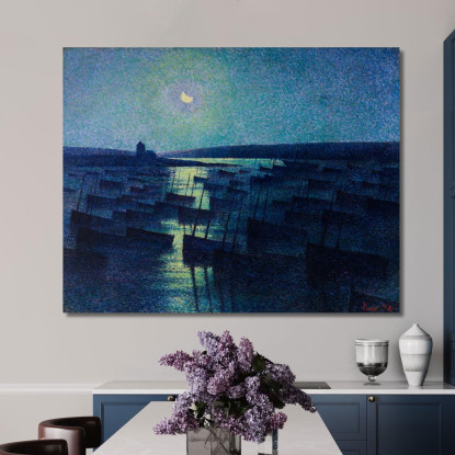 Camaret Chiaro Di Luna E Barche Da Pesca Maximilien Luce mlc14 quadro stampato su tela