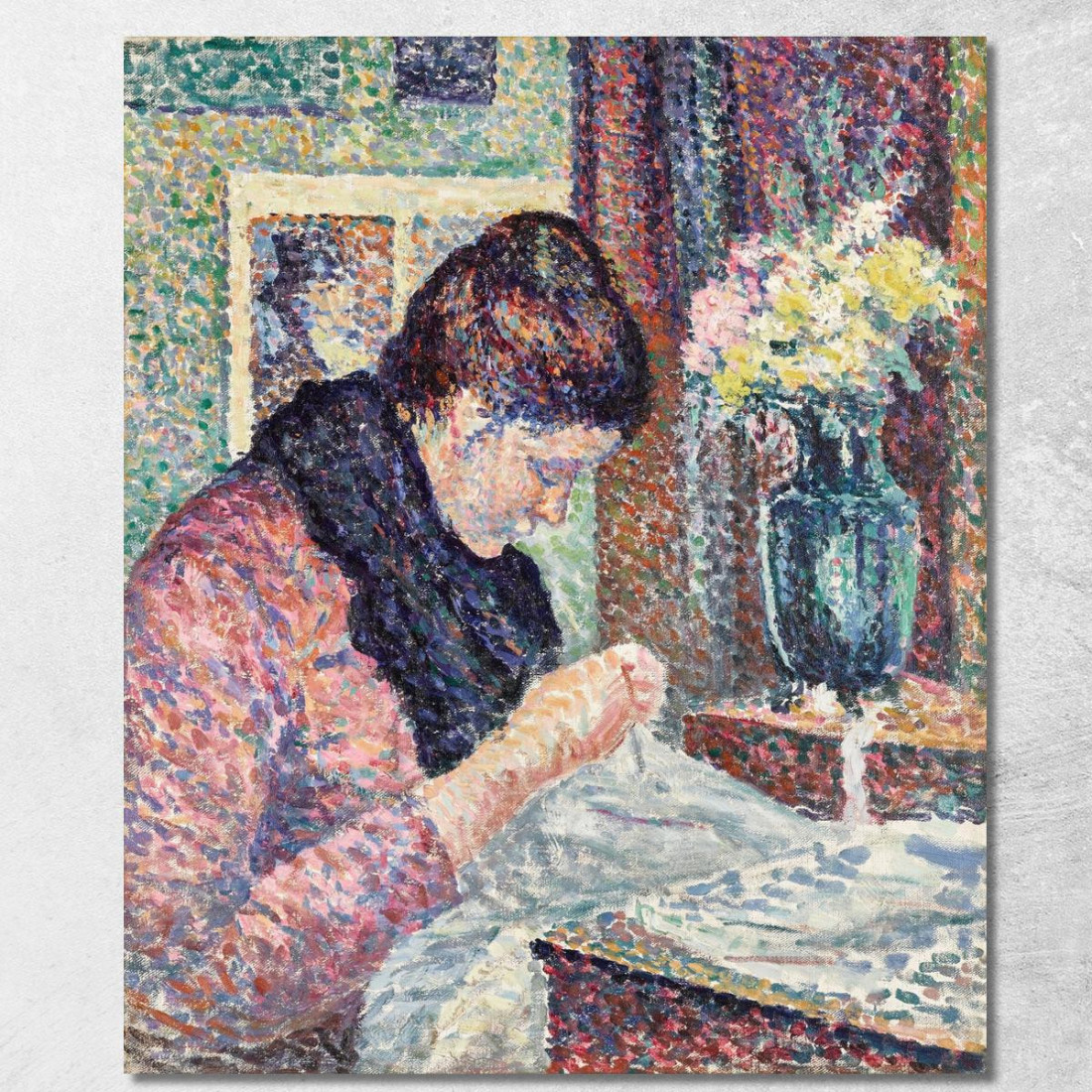 Donna Che Cuce Maximilien Luce mlc21 quadro stampato su tela Donna Che Cuce Maximilien Luce mlc21 quadro stampato su tela