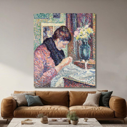 Donna Che Cuce Maximilien Luce mlc21 quadro stampato su tela