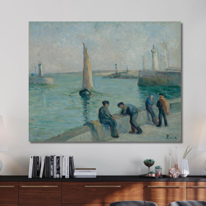 Honfleur Pescatori Sul Porto Maximilien Luce mlc24 quadro stampato su tela