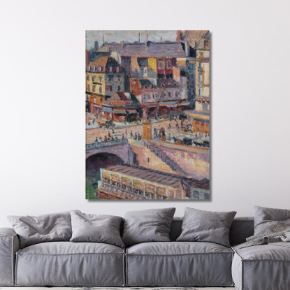 Il Ponte Saint-Michel E Il Quai Des Orfèvres Maximilien Luce mlc43 quadro stampato su tela