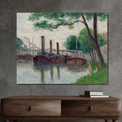 Le Rive Della Senna Vicino A La Roche-Guyon Maximilien Luce mlc57 quadro stampato su tela