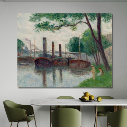 Le Rive Della Senna Vicino A La Roche-Guyon Maximilien Luce mlc57 quadro stampato su tela
