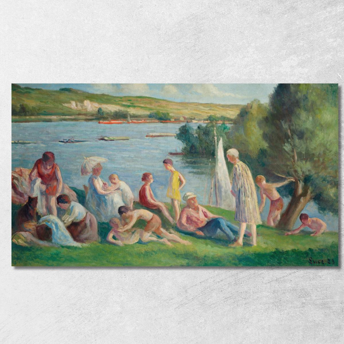 Méricourt Una Domenica Sulla Riva Della Senna Maximilien Luce mlc73 quadro stampato su tela Méricourt Una Domenica Sulla Riva Della Senna Maximilien Luce mlc73 quadro stampato su tela