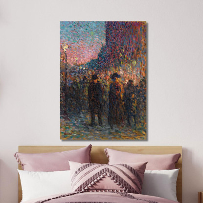 Parigi I Boulevard Di Notte Maximilien Luce mlc79 quadro stampato su tela