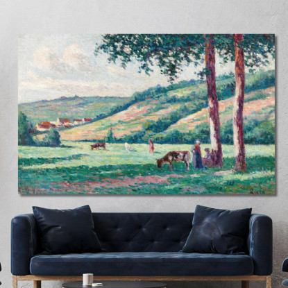 Paesaggio Con Pastorelle E Mandriani Maximilien Luce mlc80 quadro stampato su tela