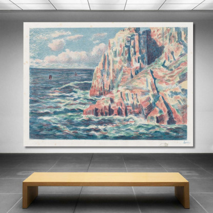 Il Mare A Camaret Le Rocce Rosse Maximilien Luce mlc111 quadro stampato su tela