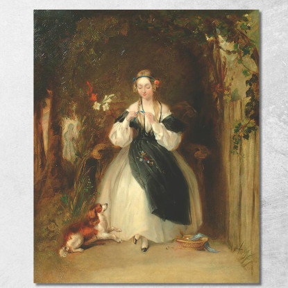 Una Giovane Donna Che Intreccia I Capelli William Powell Frith wpf2 quadro stampato su tela