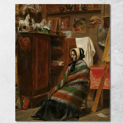 Modella In Uno Studio Disordinato William Powell Frith wpf13 quadro stampato su tela