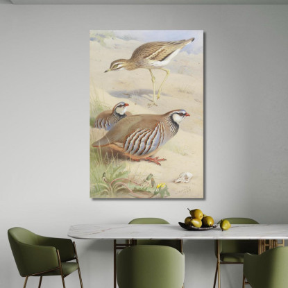 Un Occhione E Una Coppia Di Pernici Francesi Archibald Thorburn ath14 quadro stampato su tela