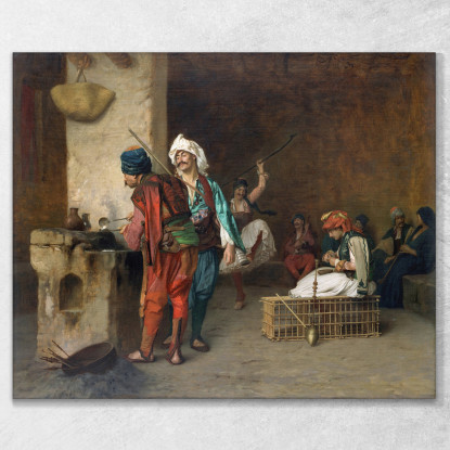 Cafe House Cairo Casting Bullets Jean-Léon Gérôme jlg31 quadro stampato su tela