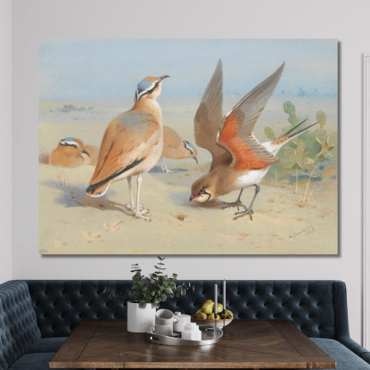 Corridore Biondo E Pratincola Archibald Thorburn ath39 quadro stampato su tela