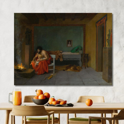 Le Membra Tremanti Di Cupido Scaldano Le Braci Jean-Léon Gérôme jlg42 quadro stampato su tela