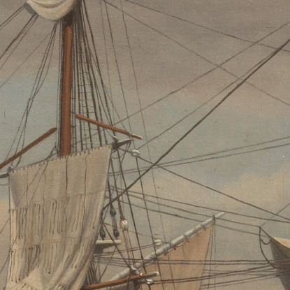 Un Brigantino Della Marina Americana All'Ancora Mentre Le Sue Vele Si Asciugano Christoffer Wilhelm Eckersberg cwe14 quadro sta