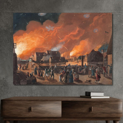 Copenaghen Nella Notte Tra Il 4 E Il 5 Settembre Christoffer Wilhelm Eckersberg cwe32 quadro stampato su tela