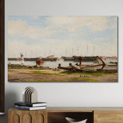 Parte Di Nyholm Con La Gru E Alcune Navi Da Guerra Christoffer Wilhelm Eckersberg cwe42 quadro stampato su tela