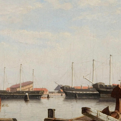 Parte Di Nyholm Con La Gru E Alcune Navi Da Guerra Christoffer Wilhelm Eckersberg cwe42 quadro stampato su tela