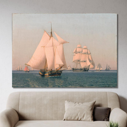 Navi A Vela Con Brezza Leggera In Un Chiaro Pomeriggio Estivo Christoffer Wilhelm Eckersberg cwe62 quadro stampato su tela