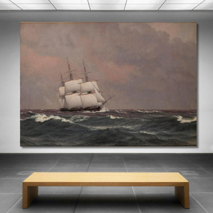La Corvetta Najaden In Mare Agitato Christoffer Wilhelm Eckersberg cwe70 quadro stampato su tela