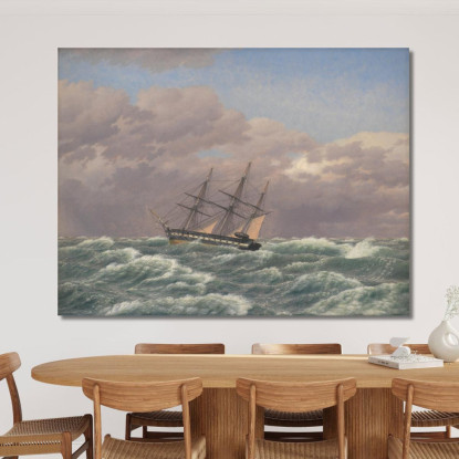 La Corvetta Galathea In Una Tempesta Nel Mare Del Nord Christoffer Wilhelm Eckersberg cwe73 quadro stampato su tela