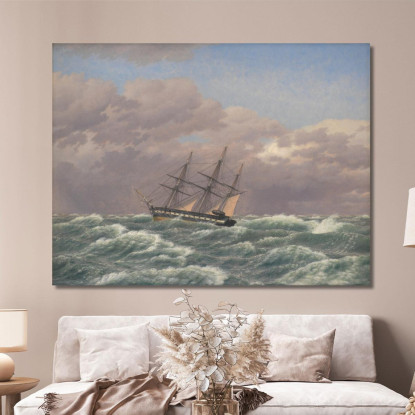 La Corvetta Galathea In Una Tempesta Nel Mare Del Nord Christoffer Wilhelm Eckersberg cwe73 quadro stampato su tela