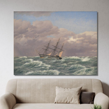 La Corvetta Galathea In Una Tempesta Nel Mare Del Nord Christoffer Wilhelm Eckersberg cwe73 quadro stampato su tela