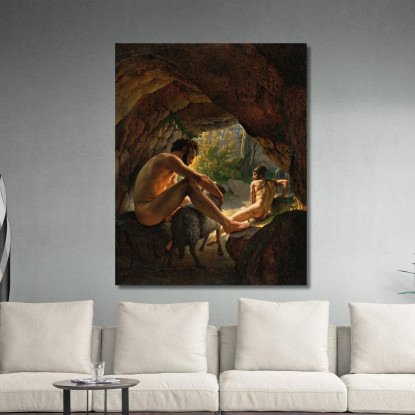 Ulisse Fugge Dalla Grotta Di Polifemo Christoffer Wilhelm Eckersberg cwe84 quadro stampato su tela