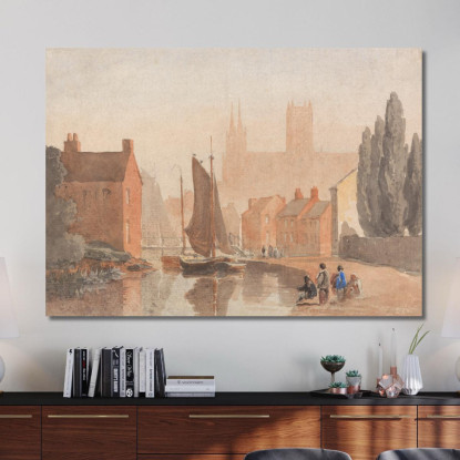 Cattedrale Di Lincoln Dal Brayford Pool David Cox dcx30 quadro stampato su tela