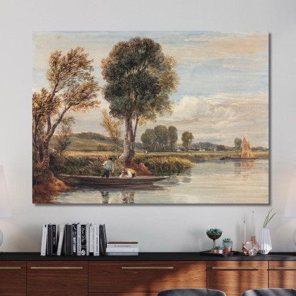 Sul Tamigi David Cox dcx36 quadro stampato su tela