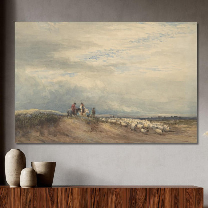 Cavalieri Con Pecore Vicino A Un Estuario David Cox dcx41 quadro stampato su tela